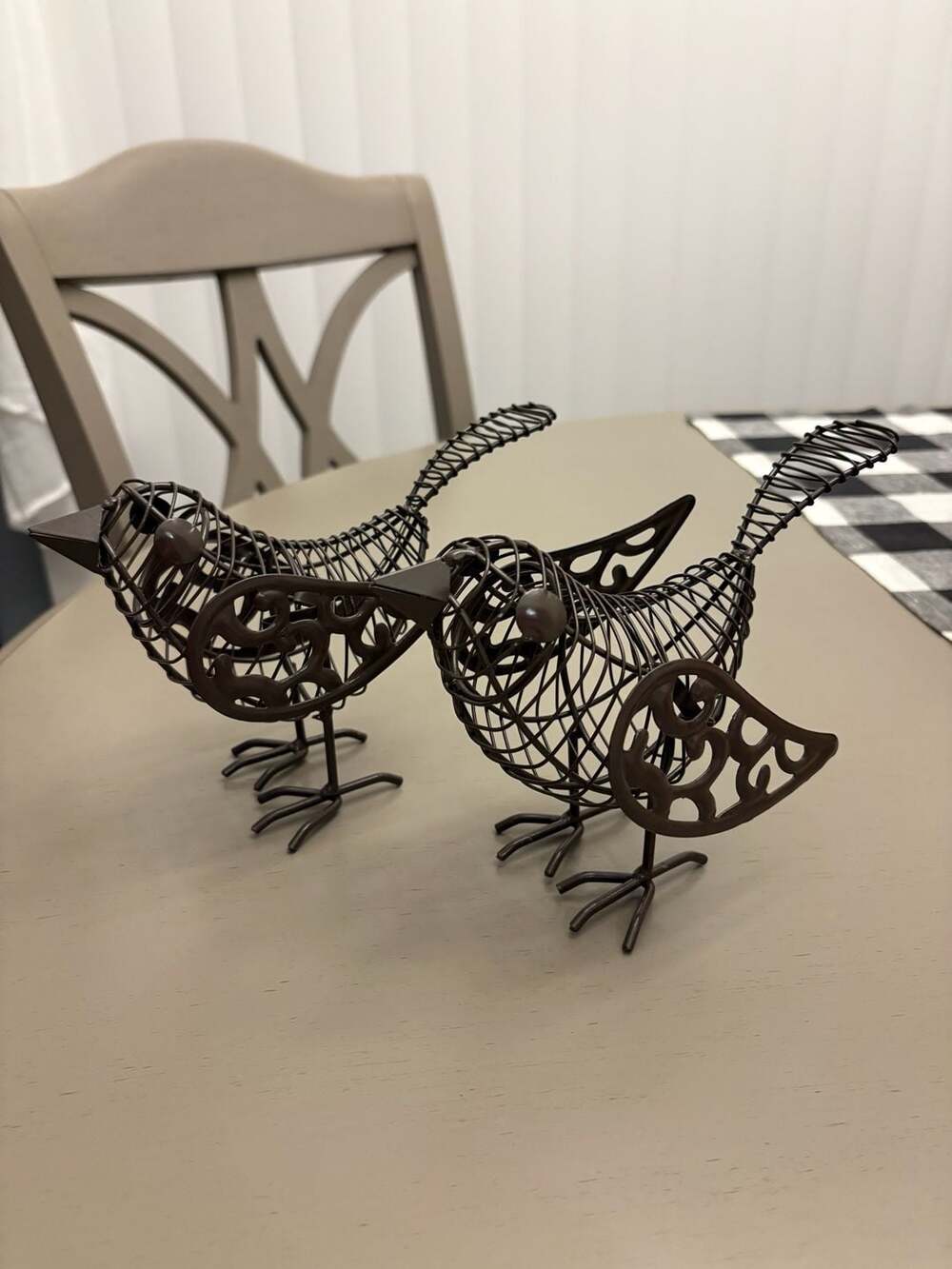 Unbranded Metal Wire Bird Figurine Set of 2 Brown